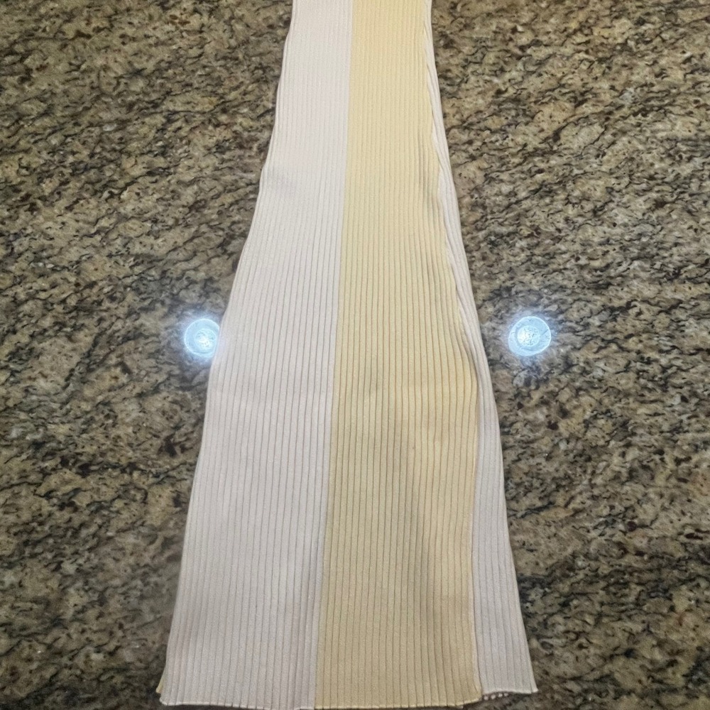 Lulus‎ Colorblock Ribbed Knit Maxi Dress Yellow Cream Sleeveless Slit Small - Picture 3 of 6